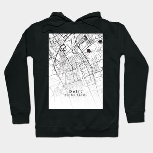 Delft Netherlands City Map white Hoodie